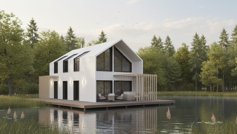 Prefabrykowany dom mieszkalny z wyjściem na taras