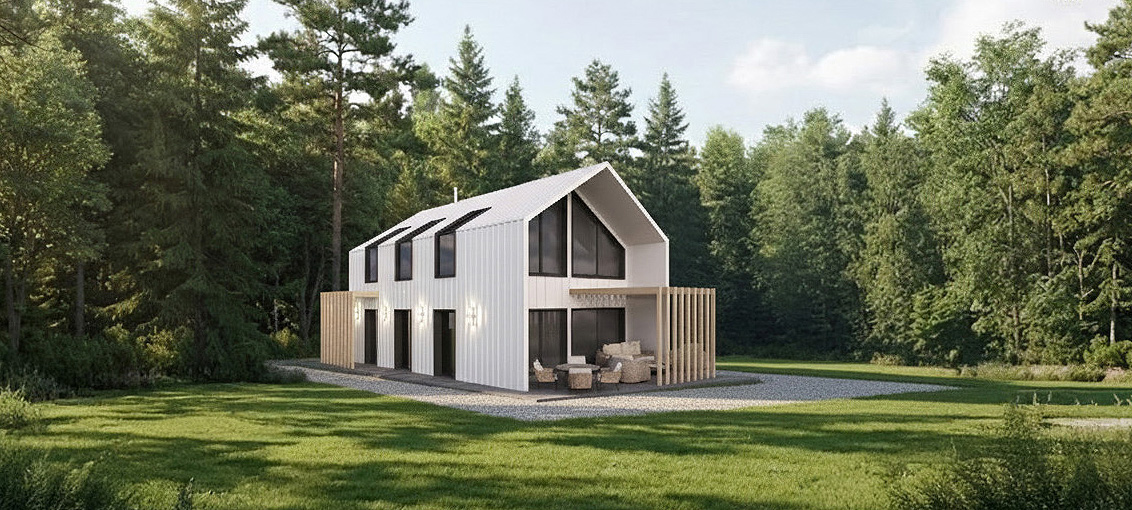 Modułowy dom całoroczny z nowoczesną elewacją